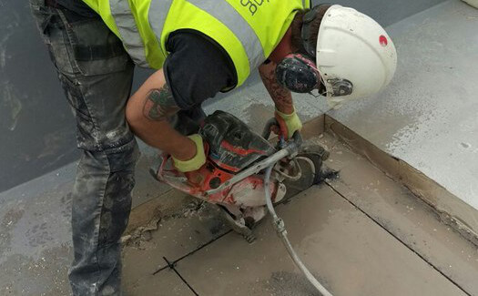 Hand-held concrete sawing